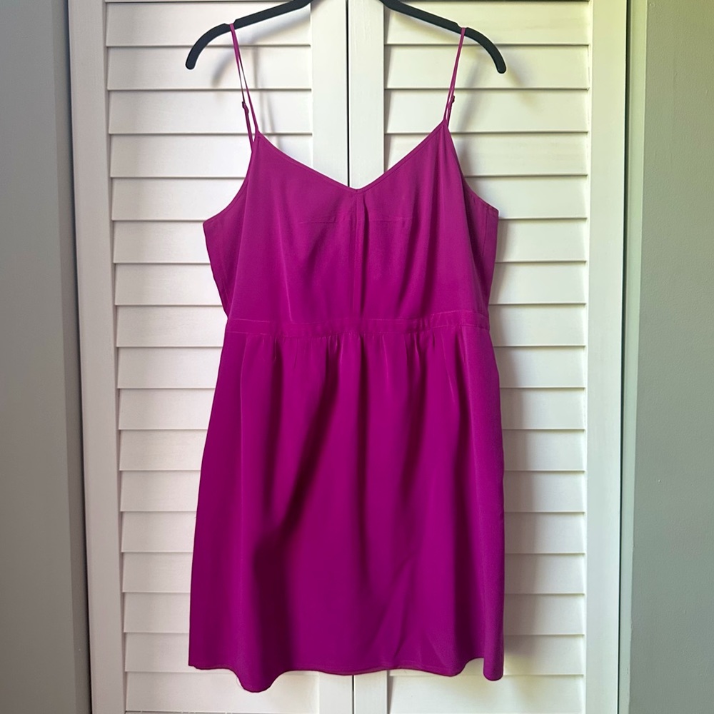 Madewell fuchsia pink spaghetti strap silk dress 10